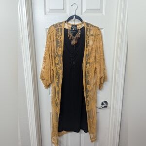 Windsor S Yellow Lace Sheer Cover Up Kimono
